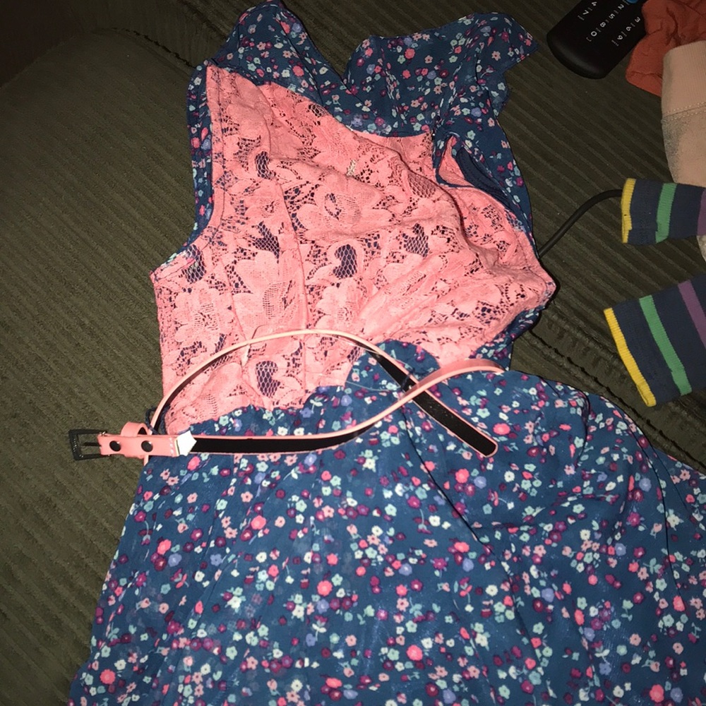 Cute country dress with pink belt